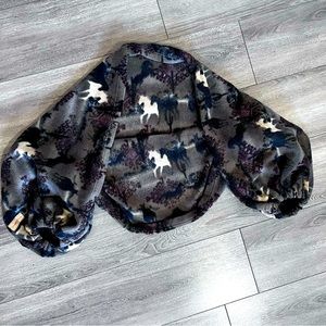 Underwraps Shall / Cardigan Horse Print Fleece Sweater Size Small Womens